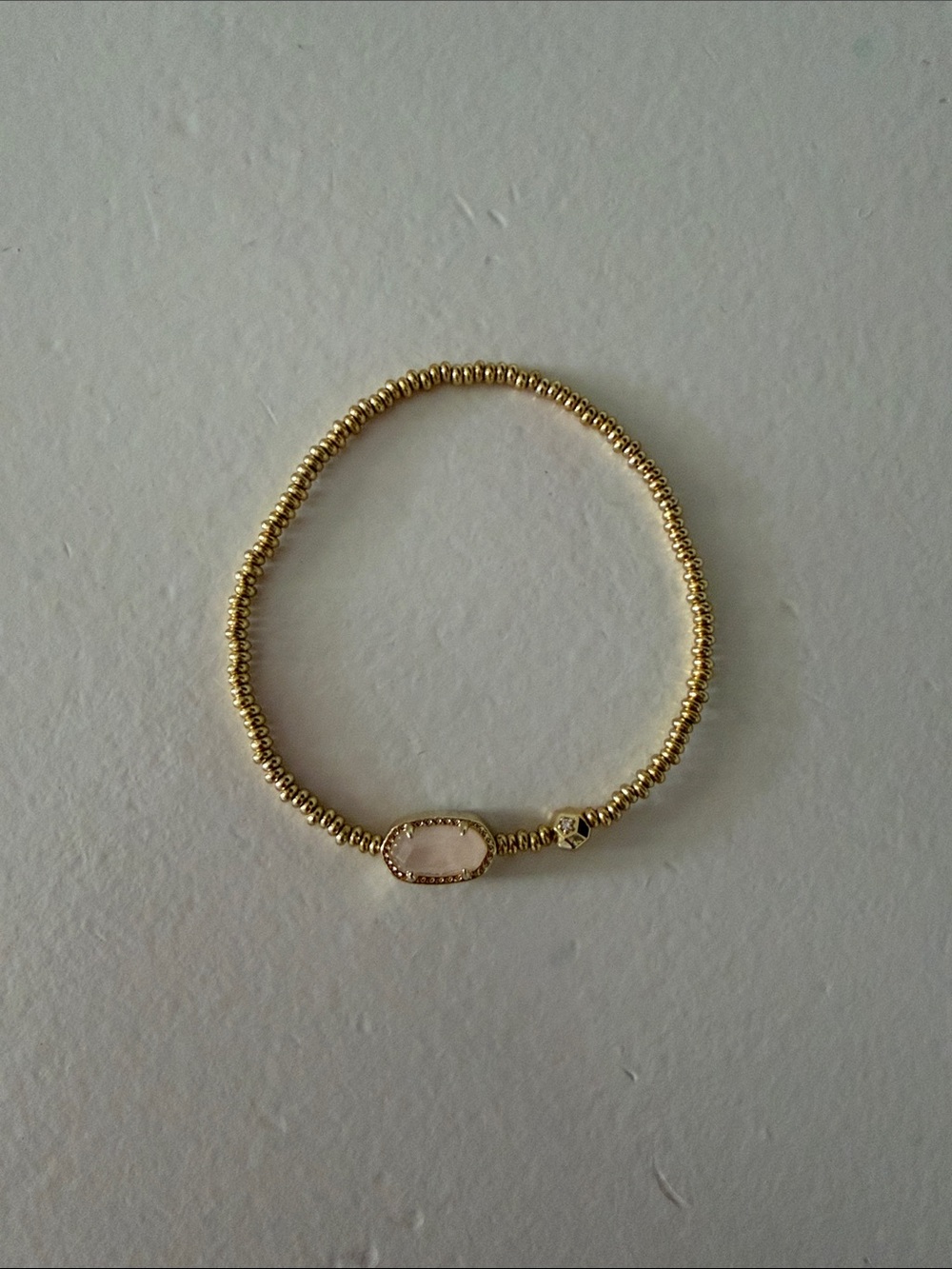 Kendra Scott Gold Bead Bracelet with Light Pink Stone